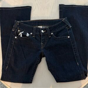 Y2K True Religion Women's Dark Blue Low Rise Boot Cut Flare Billy Jeans 29